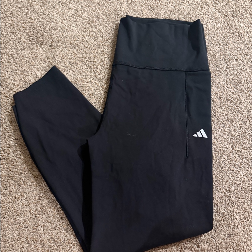 adidas Black Cropped High-Waist Athletic Leggings
